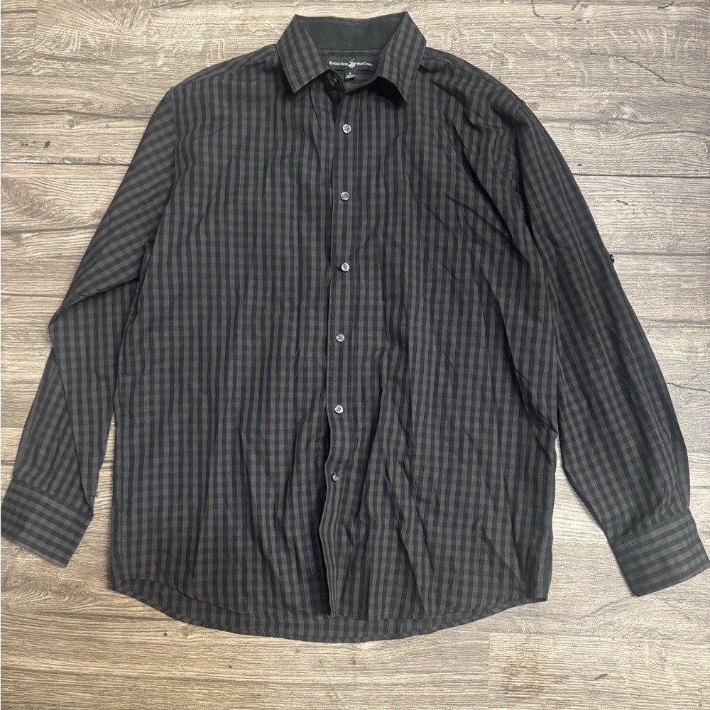 Beverly Hills Polo Club Dark Gray Checkered Shirt